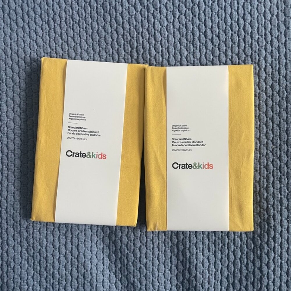 Crate&Barrel Ari Kids Organic Brushed Cotton Yellow Pillow Shams (set of 2)